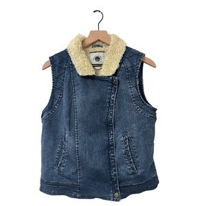Daughter’s of Liberation Anthropologie Denim Sherpa Vest Size Large